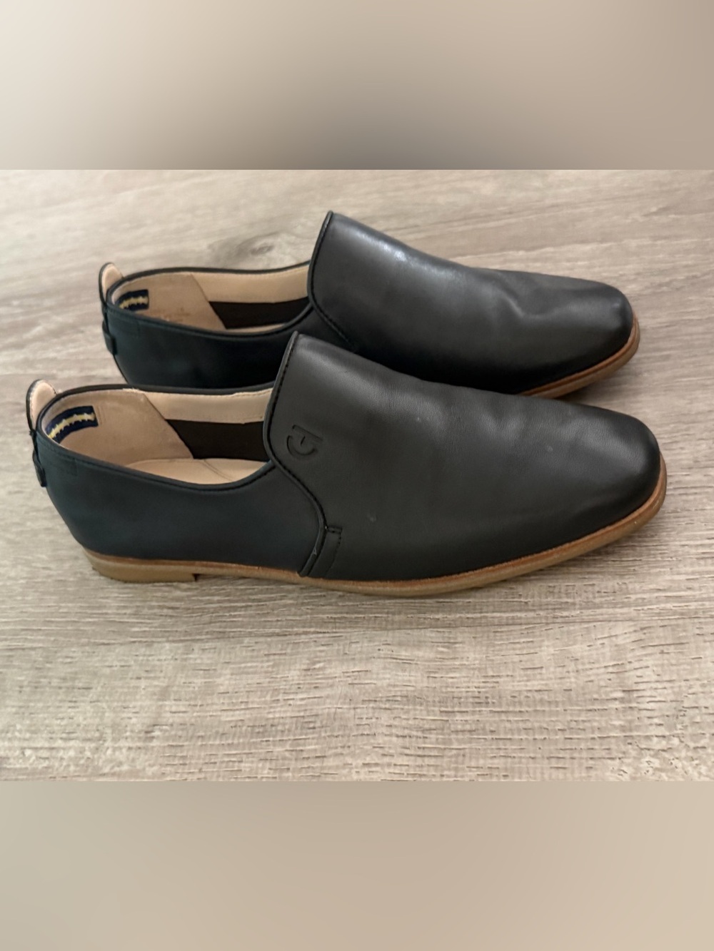 Cole Haan Tacoma Flat Black Soft Leather Slip-On Loafers Size 7